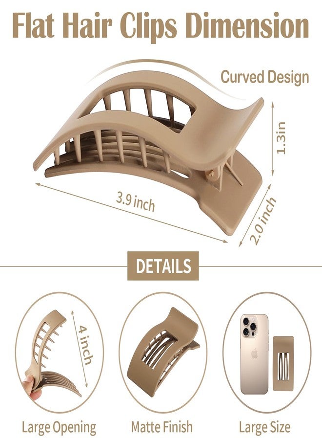 Mandydov 8 Pcs Large Flat Hair Clips for Women, Non-slip Big Square Matte Hair Claw Clips - Image 2